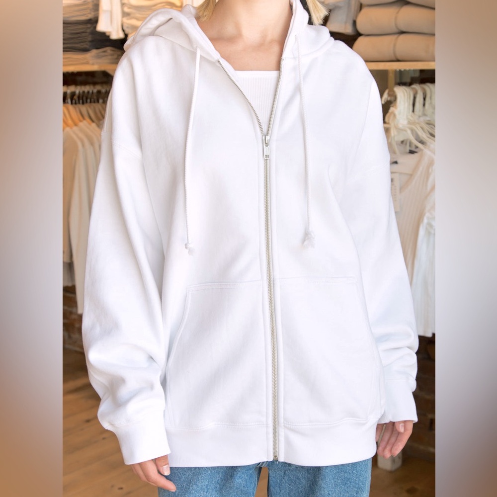 BRANDY MELVILLE CHRISTY HOODIE OVERSIZED ZIP UP SWEATSHIRT size: one size/ l-xl